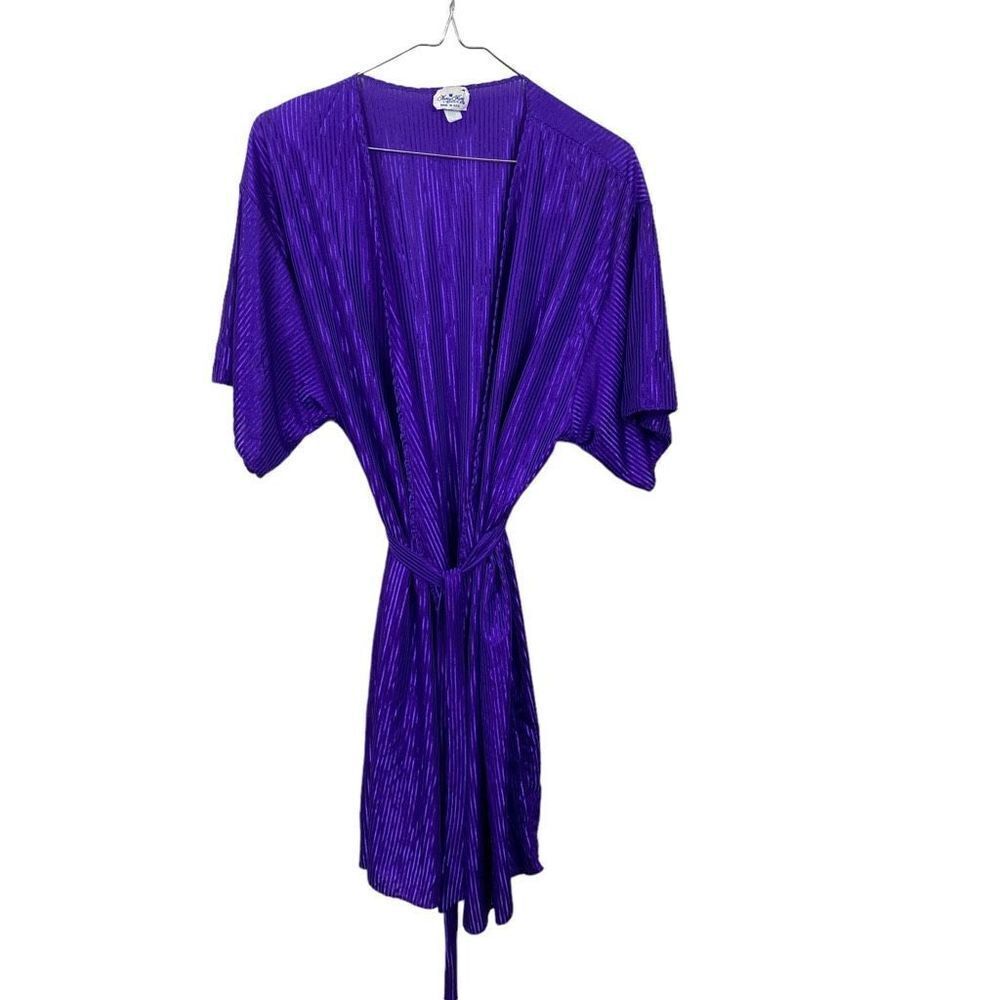 Nancy King Lingerie Short Sleeve Purple Metallic USA Made Vintage
